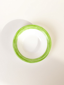 Блюдце d=120 мм. 110 мл. для десерта глубокое зеленый край  Браш /1/6/36/