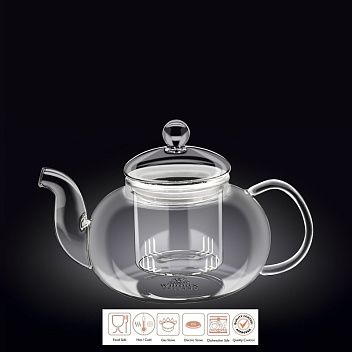 Чайник 1200 мл. заварочный, с колбой стекл. Термостекло Wilmax /1/18/