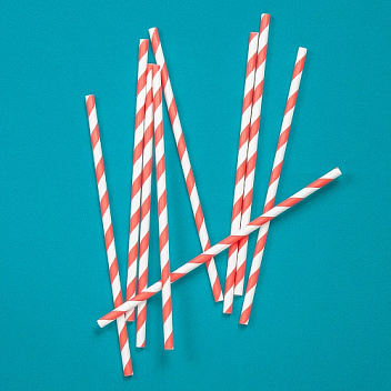 Трубочки кокт. 0,8*23 см. 250 шт/уп. бумажные, белые с красной полосой /1/40/