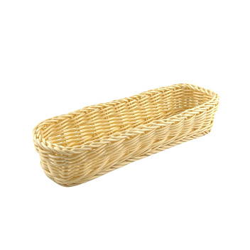 Лоток для столовых приборов (органайзер) 27*10*9 см. прямоуг. бежевая полиротанг MGprof /1/