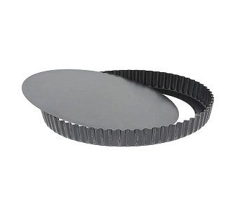 Форма для выпечки d=22 см. h=2,8 см. рифленая съемное дно, сталь с антиприг. покр. MGsteel /1/ АКЦИЯ