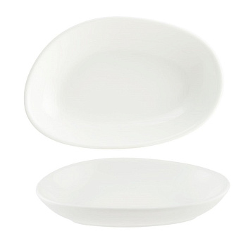 Соусник овальный 120*80 мм. 70 мл. h=22 мм. Белый, форма Ваго волнистый край Bonna /1/12/