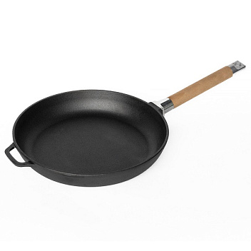 Сковорода d=20 см. h=4,5 см. 1,1 л. чугун. со съем дерев. ручкой /1/8/